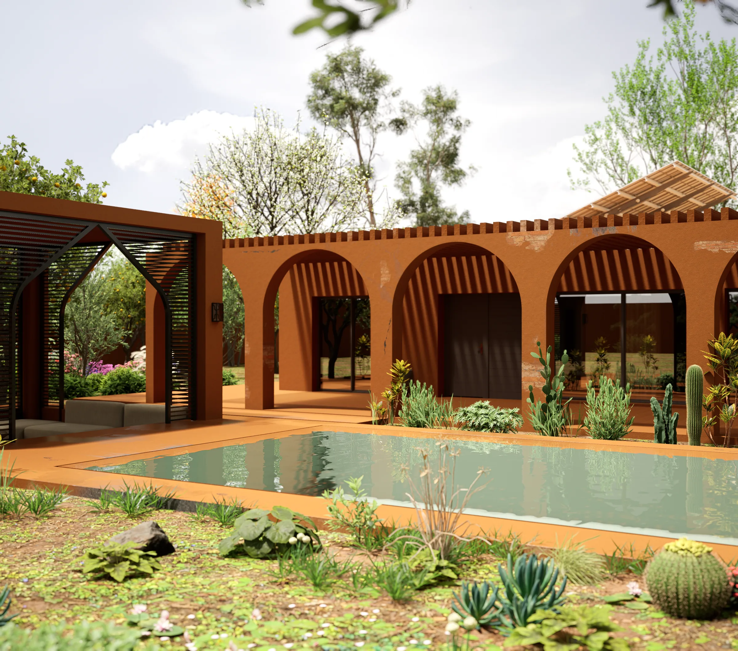 Vue d'ensemble — villa Marrakech depuis le jardin